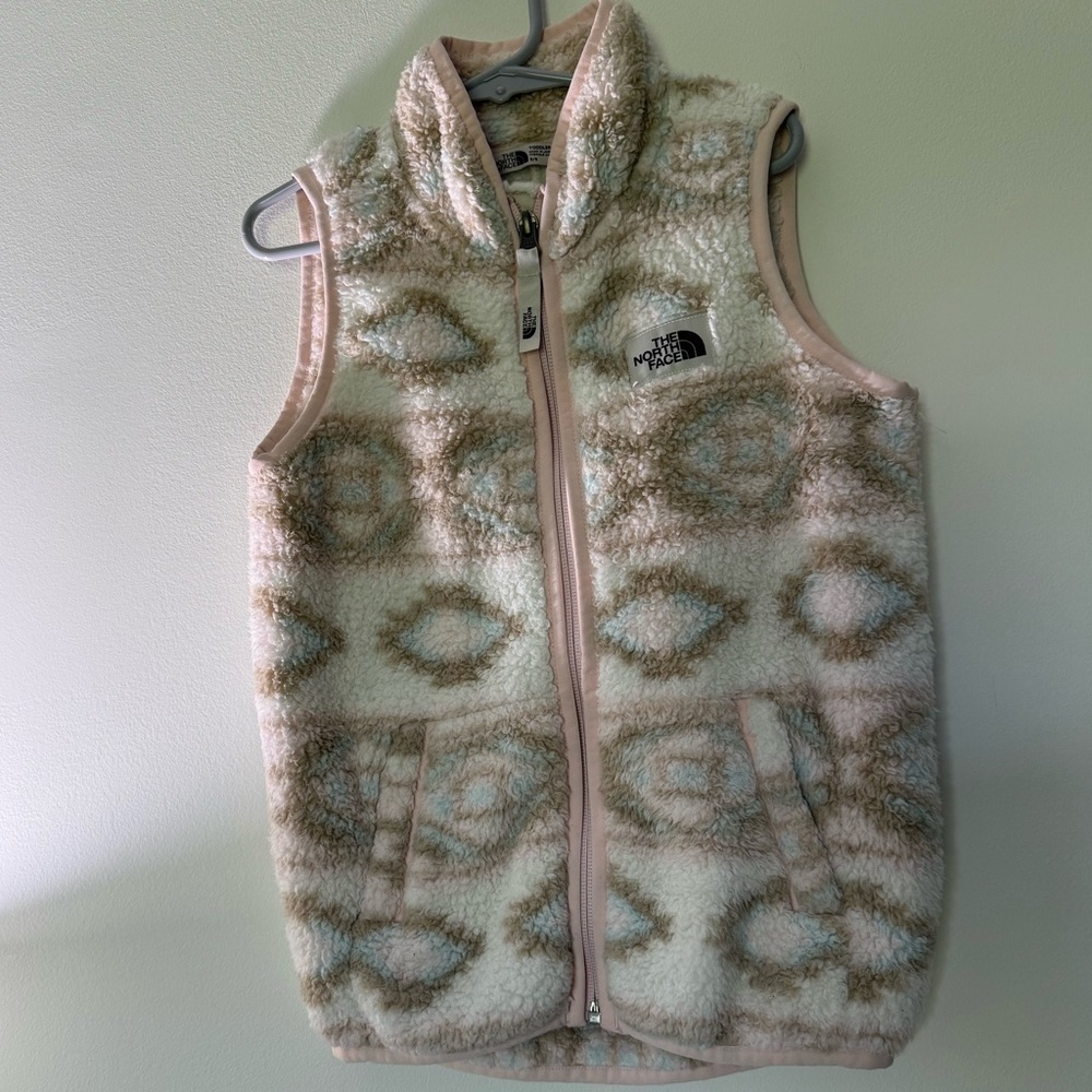 The North Face Girls' Cream and Tan Sherpa Fleece Vest